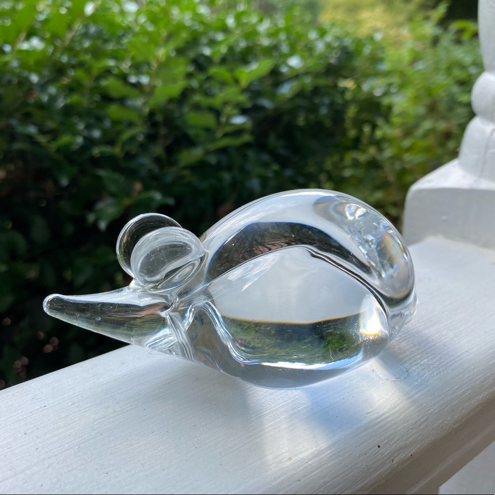 Clear Art Glass Mouse Figurine Paperweight Shelf Sitter Collectible